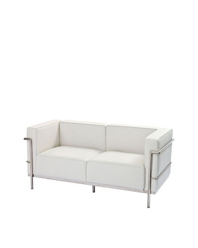 Manhattan Living Grand Leather Loveseat, White