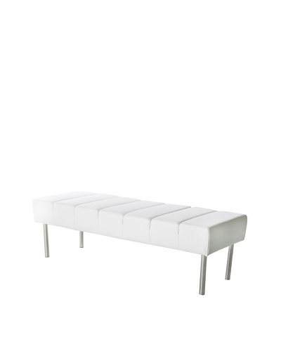 Manhattan Living Classic Leather 2-Seater Bench, White