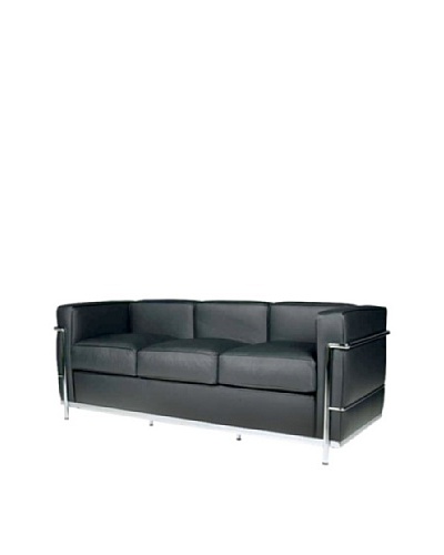 Manhattan Living Cube Leather Petit Sofa, Black