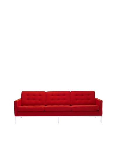 Manhattan Living Button Sofa in Wool, Red