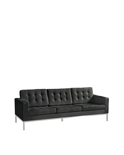 Manhattan Living Button Leather Sofa, Black