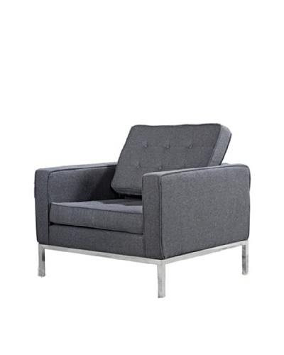 Manhattan Living Button Armchair in Wool, Gray