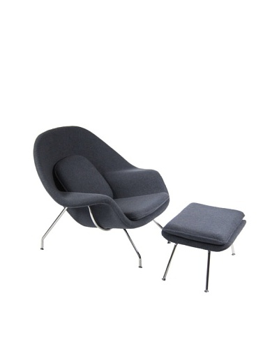 Manhattan Living Womb Chair & Ottoman Set, Dark Gray