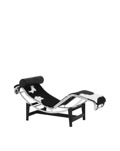 Manhattan Living Adjustable Chaise in Pony Hide, Black/White