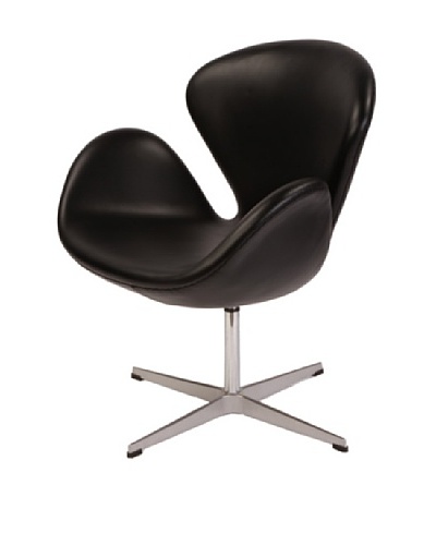Manhattan Living Swan Leather Chair, Black