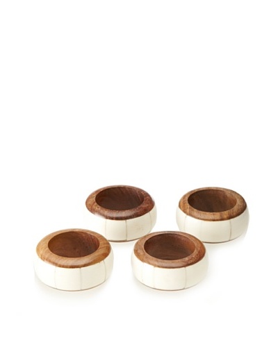 Matahari Set of 4 Wood & Bone Napkin Rings