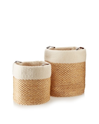 Matahari Set of 2 Water Hyacinth/Cotton Cylinders