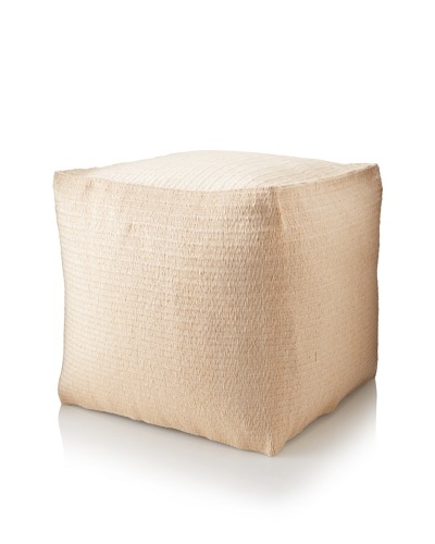 Matahari Handmade Indoor/Outdoor Cube Stool, Solid Cream