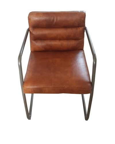 Mélange Home Westport Channel Leather Chair, Light Whiskey Brown