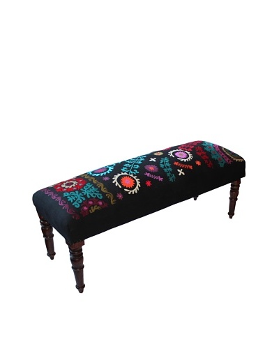 Mélange Home Suzani Embroidered Bench, Black