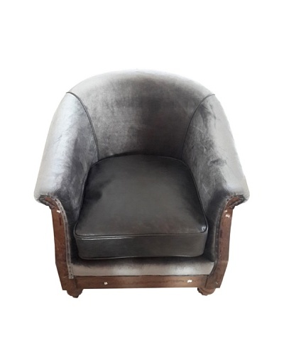 Mélange Home Dunmore Deconstructed Velvet & Leather Chair, Mountain Black
