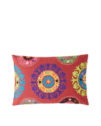 Mélange Home Suzani Embroidered Oblong Pillow, RedAs You See