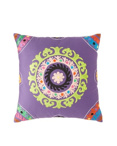 Mélange Home Suzani Embroidered Euro Pillow, Purple