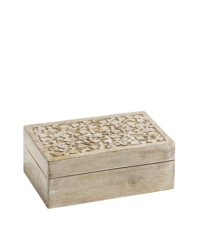 Mela Artisans Jasmine Mango Wood Decorative Box, Light Brown