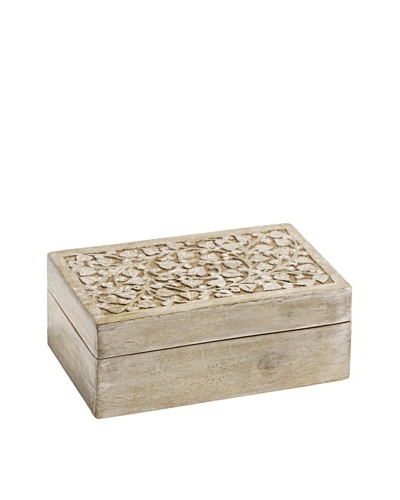 Mela Artisans Jasmine Mango Wood Decorative Box, Light Brown