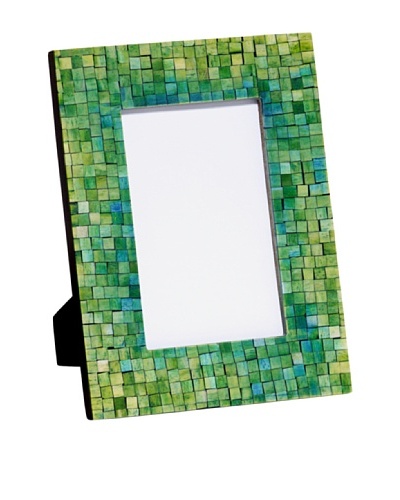 Mela Artisans Handcrafted Inlaid Bone Photo Frame, Green/Turquoise, 4″ x 6″
