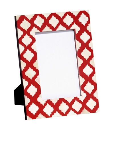 Mela Artisans Inlaid Bone Lattice Photo Frame, Terra Cotta, 4″ x 6″