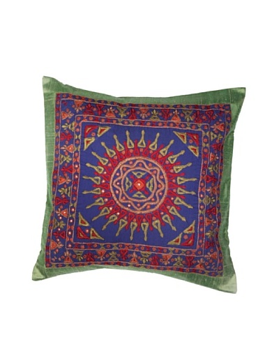 Mela Artisans Surya Silk Embellished Cushion Cover, Spring Green