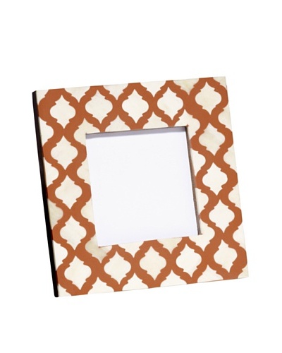 Mela Artisans Inlaid Bone Lattice Photo Frame, Terra Cotta, 4″ x 4″