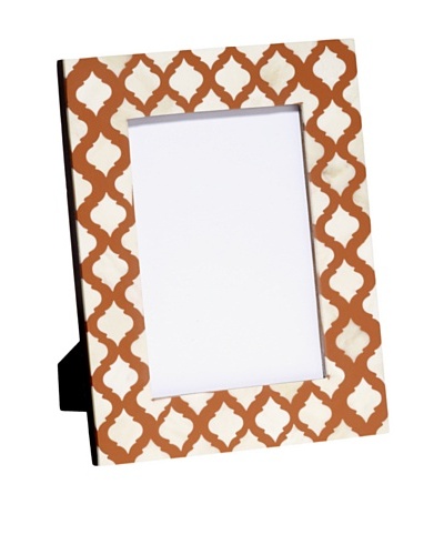 Mela Artisans Inlaid Bone Lattice Photo Frame, Terra Cotta, 5 x 7