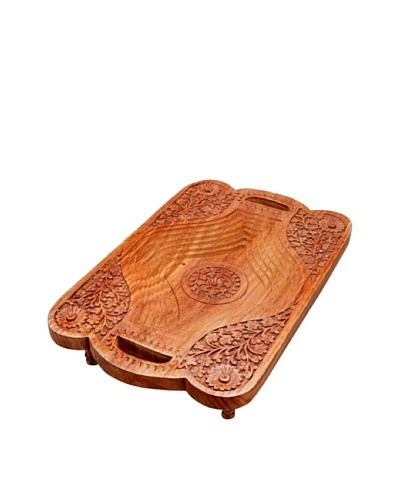 Mela Artisans Hand Carved Sheesham Wood Nobility Tray
