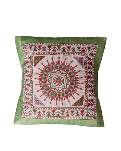 Mela Artisans Surya Silk Embellished Cushion Cover, Pale Green