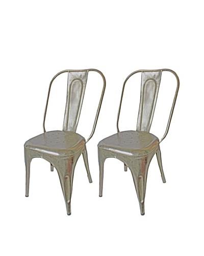 Melange Home Set of 2 Vintage Painted Chairs, Aluminium