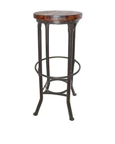 Melange Home Industrial Round Bar Stool, Brown