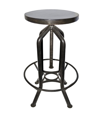 Melange Home Reevolution Revolving Bar Stool, Aluminum, Rustic Wood