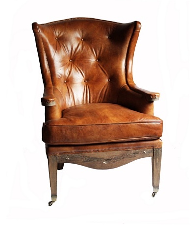 Melange Home Sterling Top Grain Leather Armchair, Whiskey Brown