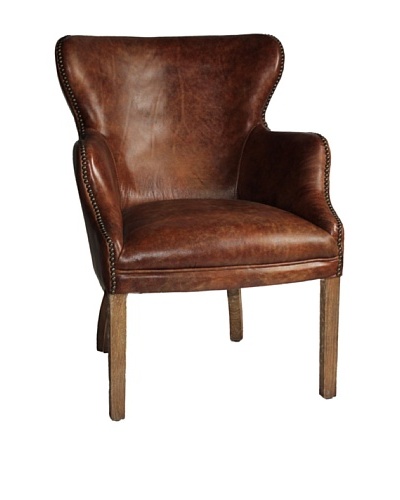 Melange Home Abbey Top-Grain Leather Armchair, Mountain Black