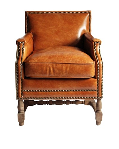 Melange Home Glasgow Top-Grain Leather Armchair, Palomino Brown