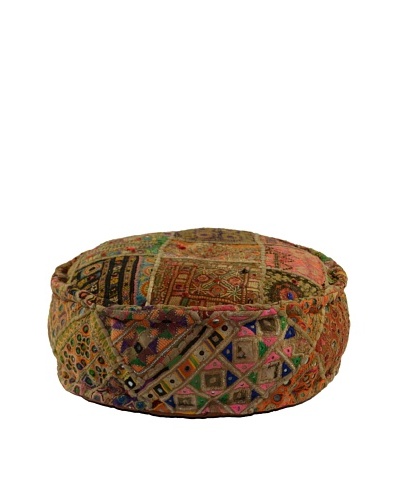 Melange Home Round Pouf, Old Jati