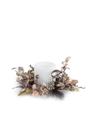 Melrose Pine Cone, Berries & Ribbon Candle Ring