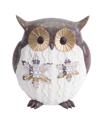 Melrose Knit Finish Owl Decor With Snowflake