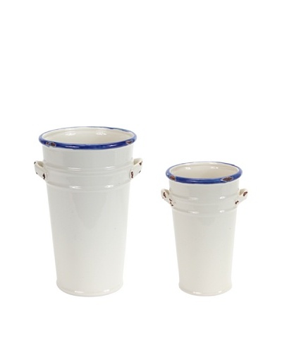Melrose International Set of 2 Ceramic French-Style Flower Buckets