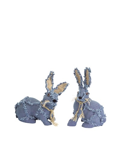 Melrose International Set of 2 Denim Bunnies