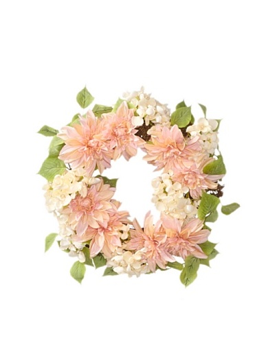 Melrose International Dahlia and Hydrangea Silk Floral Wreath