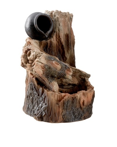 Melrose International Wood-Look Stump Outdoor Fountain