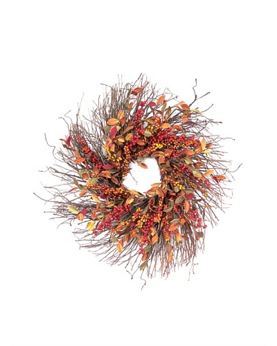 Melrose International 26″ Wispy Leaves & Berry Wreath