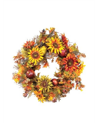 Melrose International 26″ Sunflower, Fruit & Berry Wreath