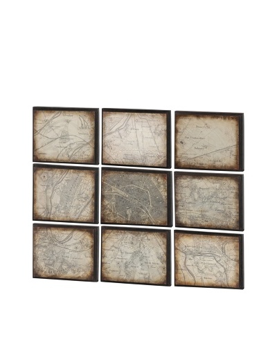 Schema 9 pc Wall Decor, Brown/Sepia, 16 x 2 x 13