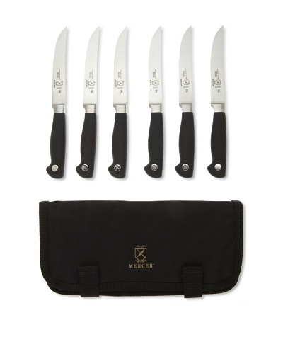 Mercer Cutlery Genesis 7-Piece Forged Steak Knife Set [Steel/Black]