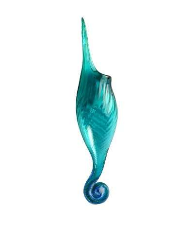 Meridian Glass Fiddle-Shape Wall Vase, Aqua/Green