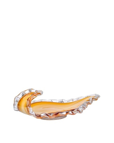 Meridian Glass Embrace Bowl with Crystal Edge, Amber