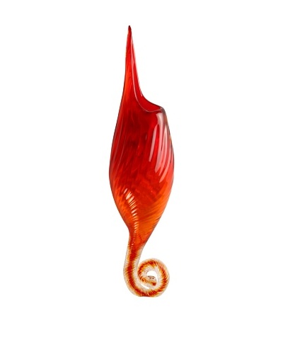 Meridian Glass Fiddle-Shape Wall Vase, Amber/Red