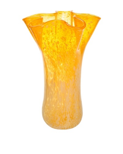 Meridian Glass Hand-Blown Flower Vase, Orange/White