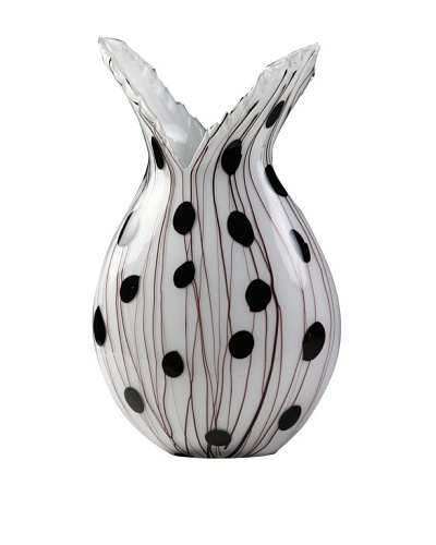 Meridian Glass Nero Blanco Illuminated Tall Vase, Black/White