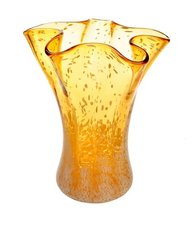 Meridian Glass Hand-Blown Flower Vase, Amber/White