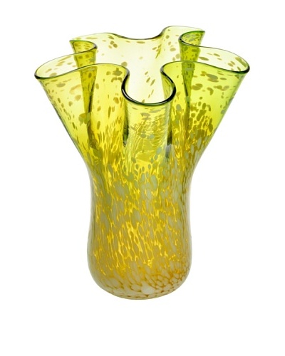Meridian Glass Hand-Blown Flower Vase, Tiffany Olive Green/White